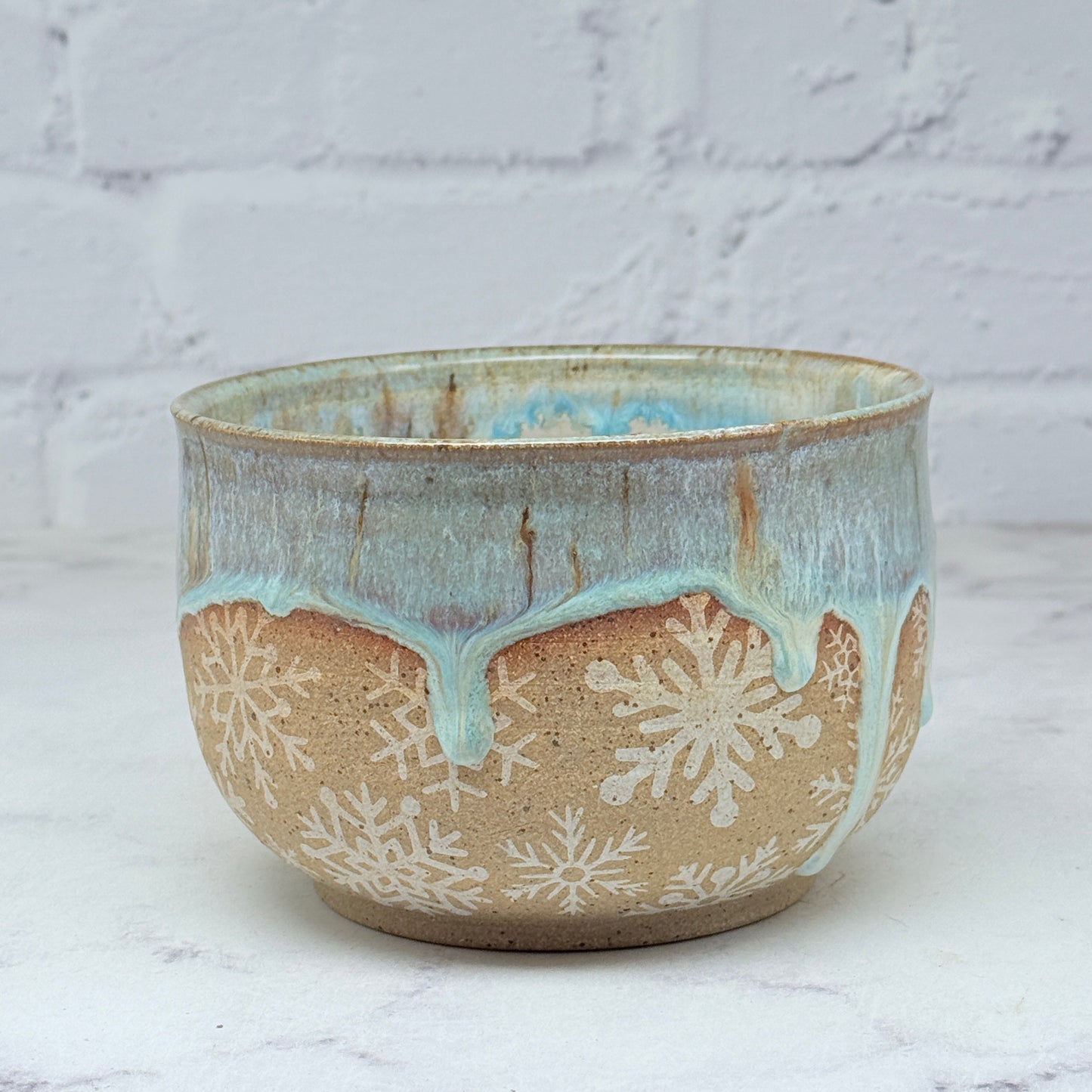 Light Blue with White Snowflakes Small Bowl 1