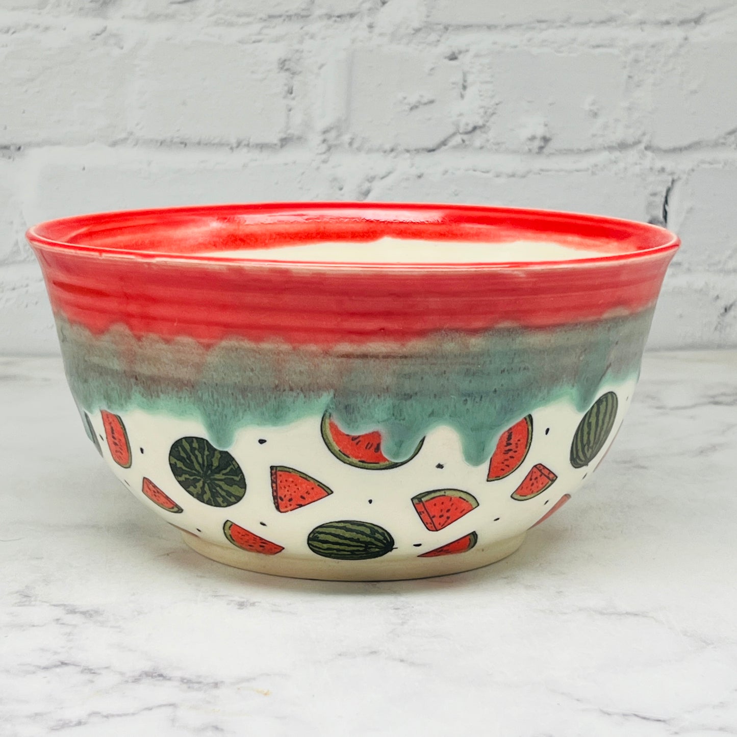 Red with Watermelon Large Bowl