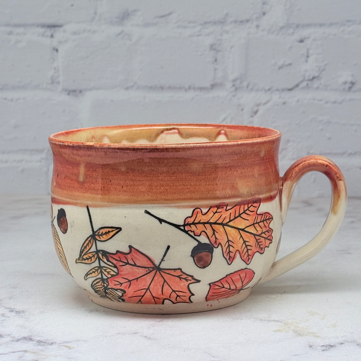 Orange with Leaves Cafe Mug 2