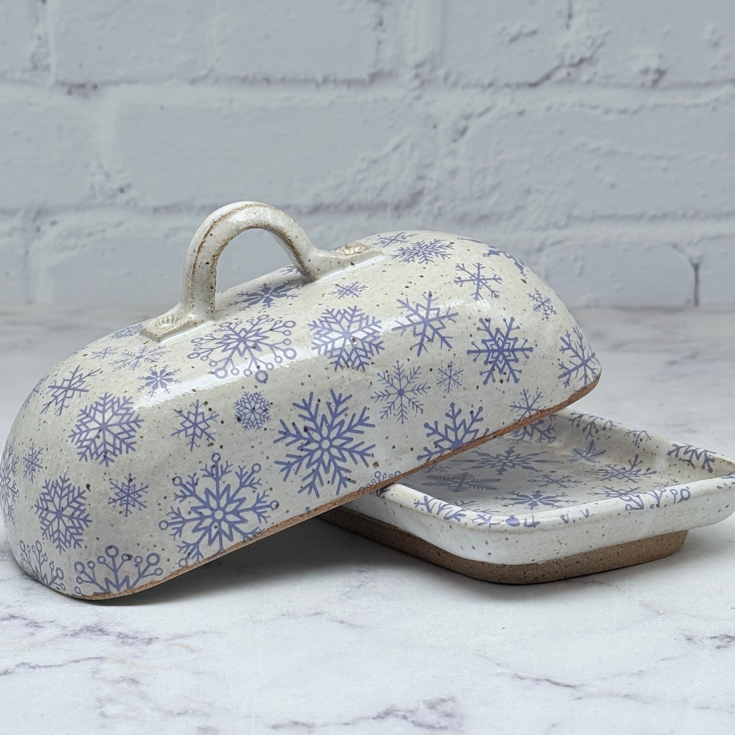 Blue Snowflakes Butter Dish
