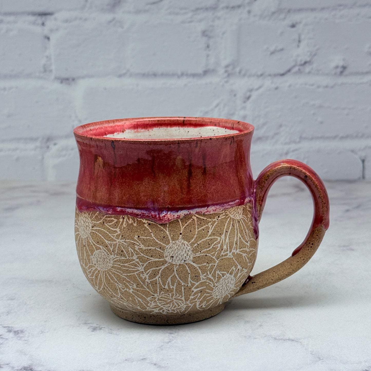 Red with Floral Design Mug 1