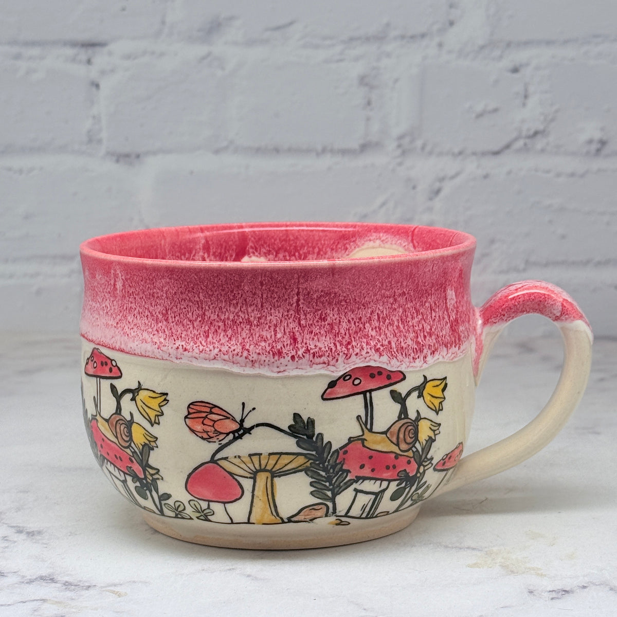 Red with Mushrooms Cafe Mug 1