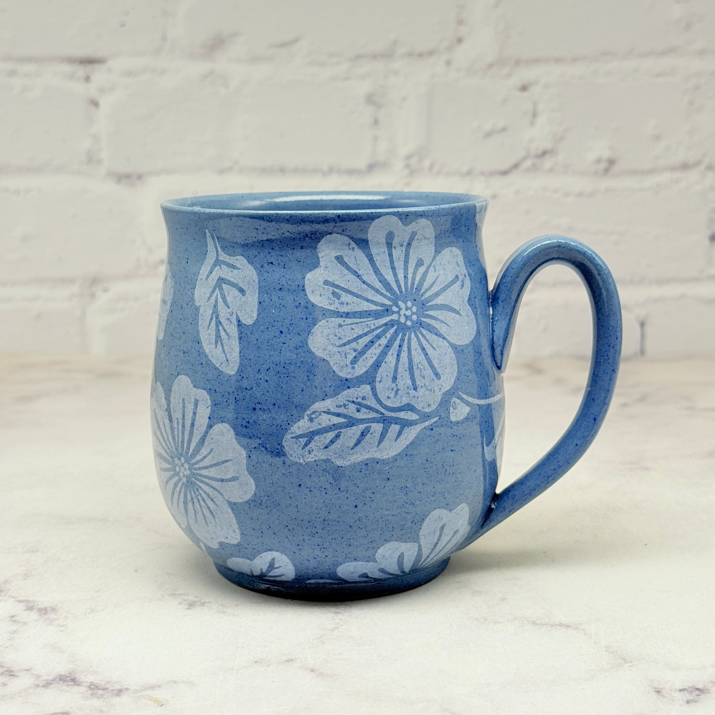 Blue with White Floral Design Mug 6