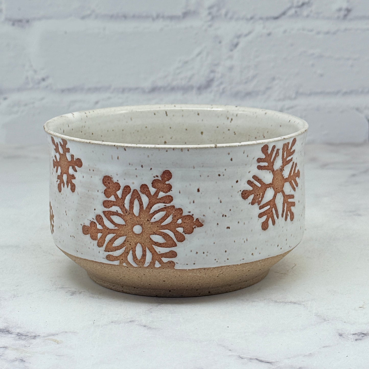 Speckled White with Snowflakes Small Bowl 2