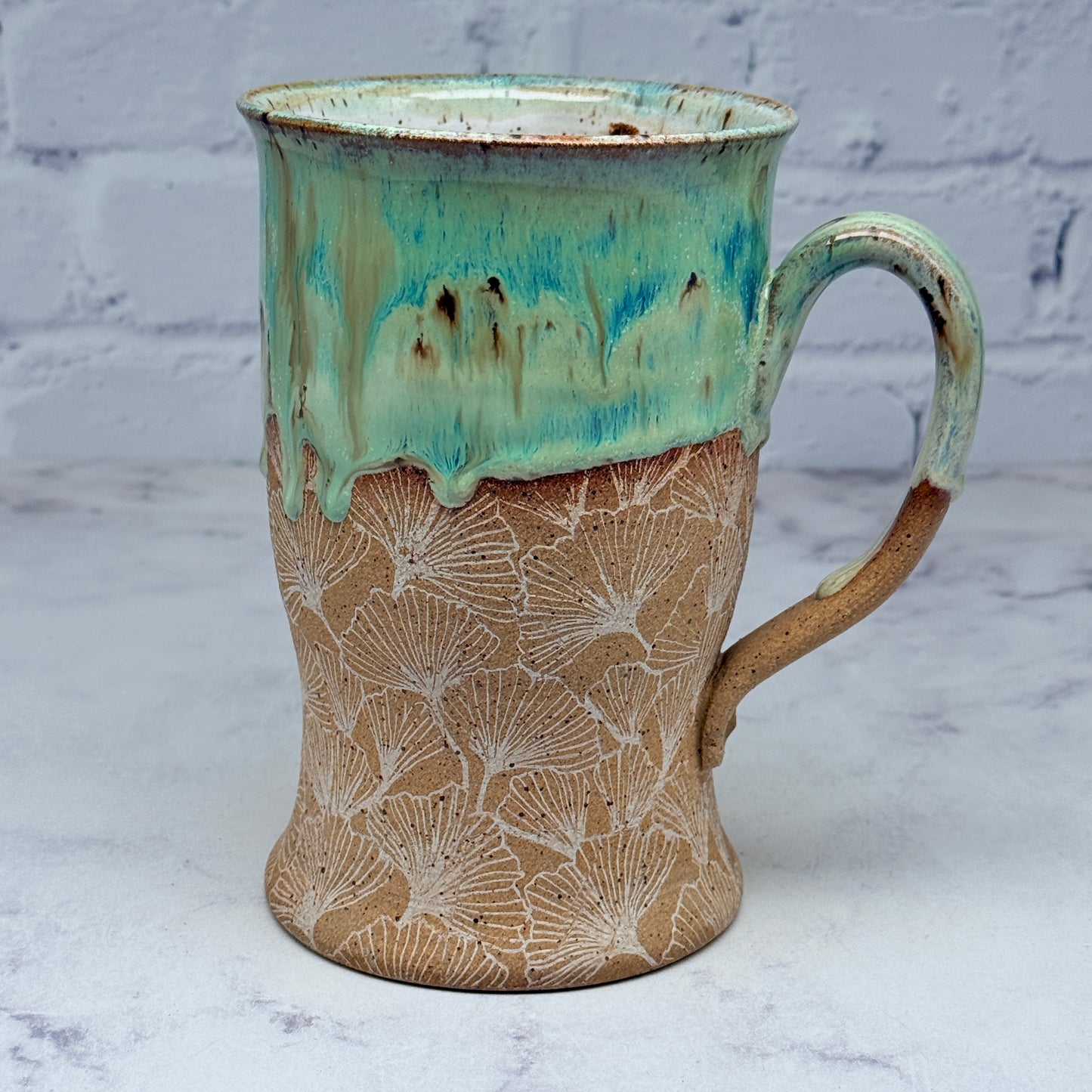 Green with White Gingko Tall Mug