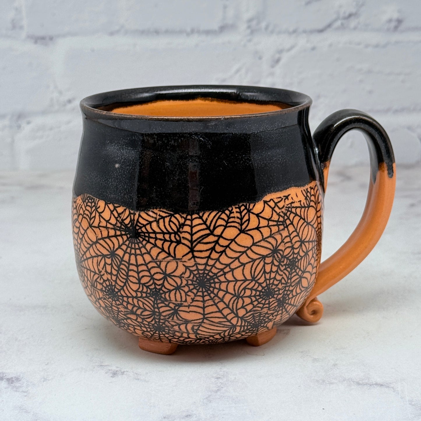 Black & Orange Halloween Cauldron Mug 2