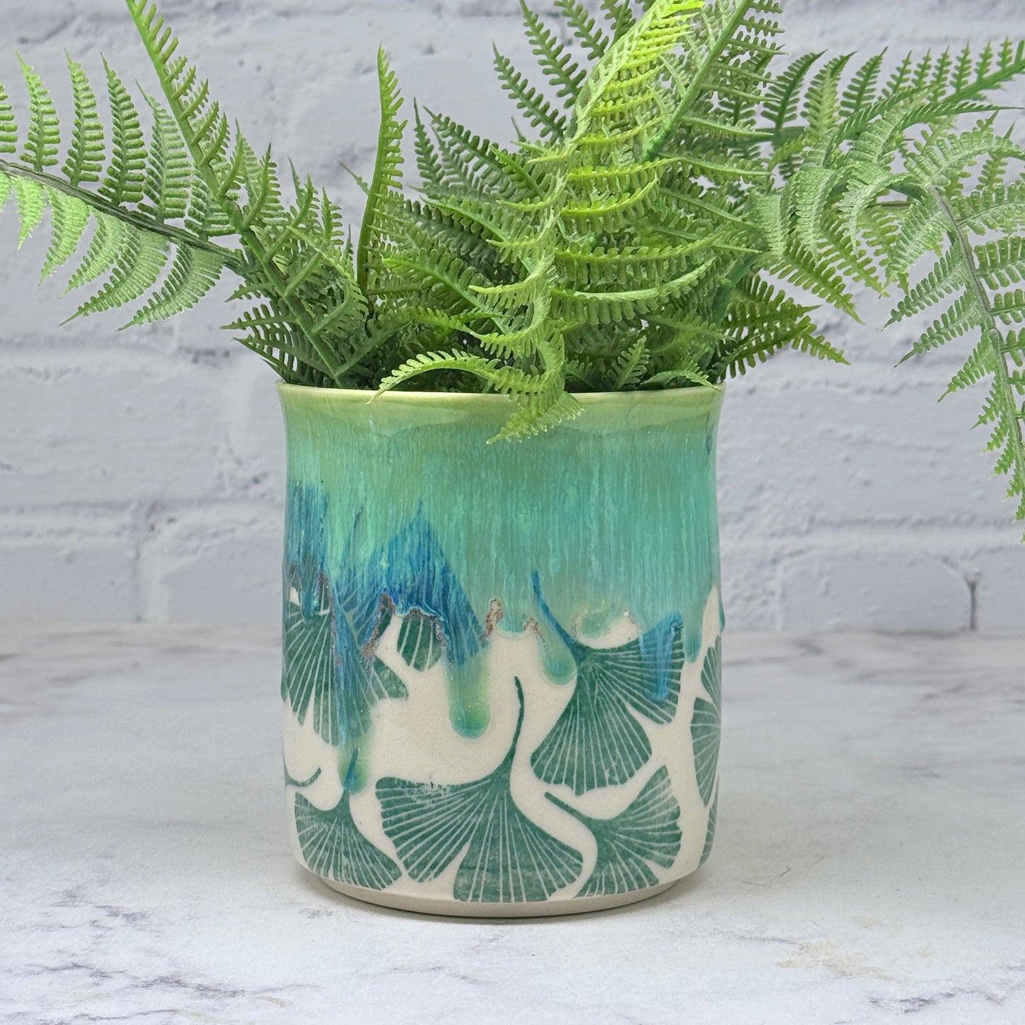 Green with Ginkgo Container