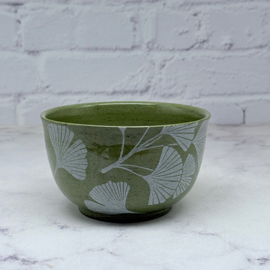 Green with White Gingko Small Bowl 1