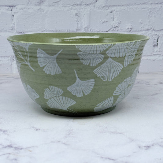 Green with White Gingko Large Bowl 1