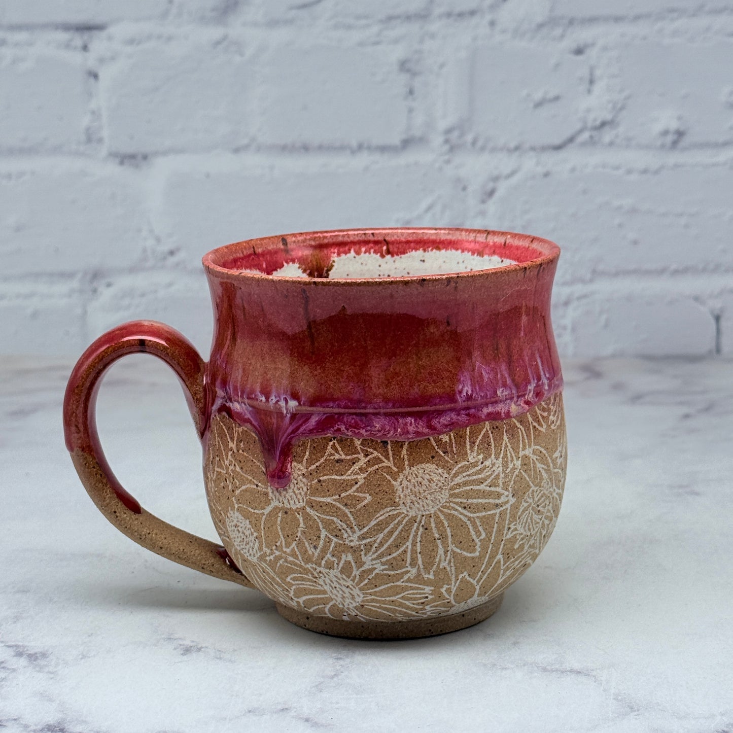 Red with Floral Design Mug 1