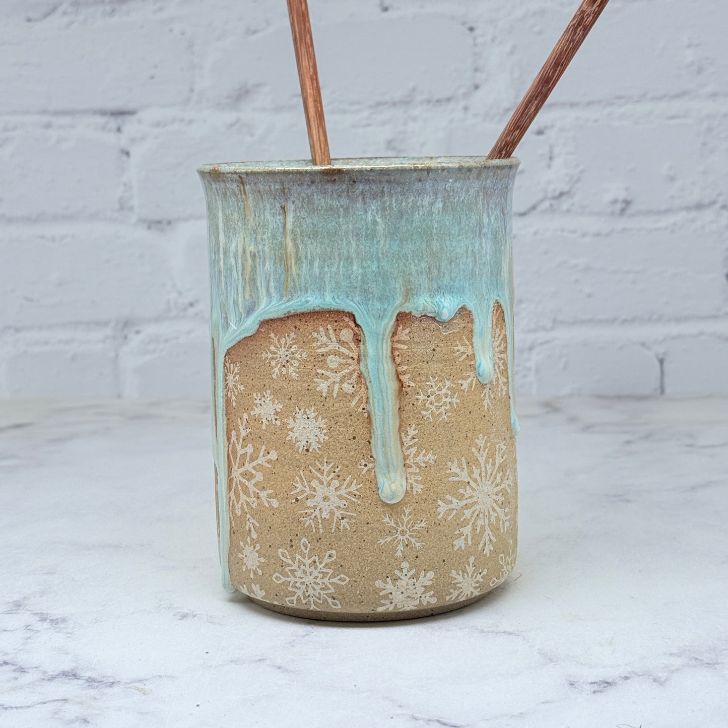 Light Blue with White Snowflakes Vase 3