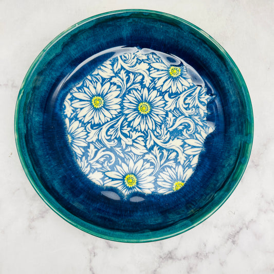 Blue with Floral Design Low Bowl 2