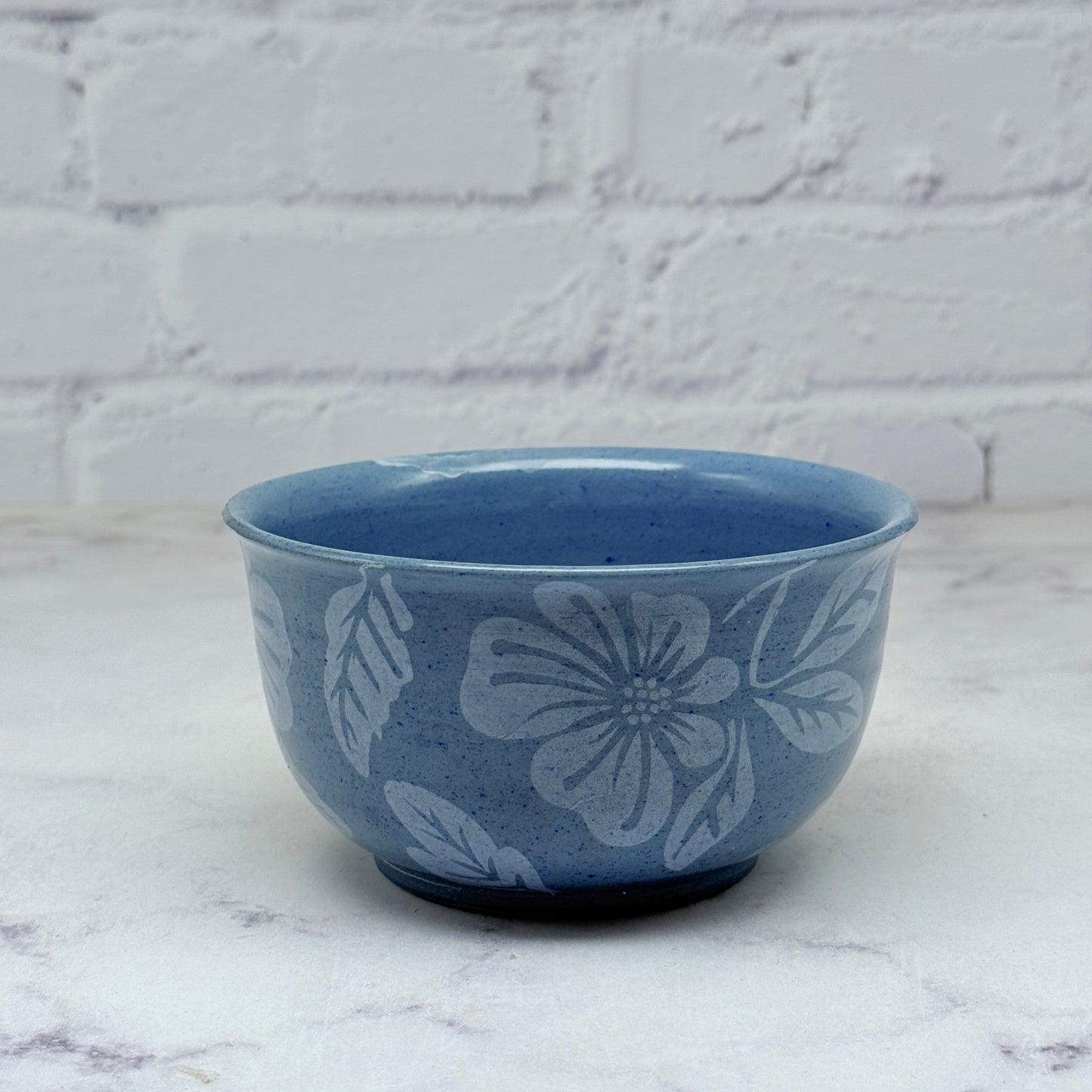 Blue with White Flowers Small Bowl 3