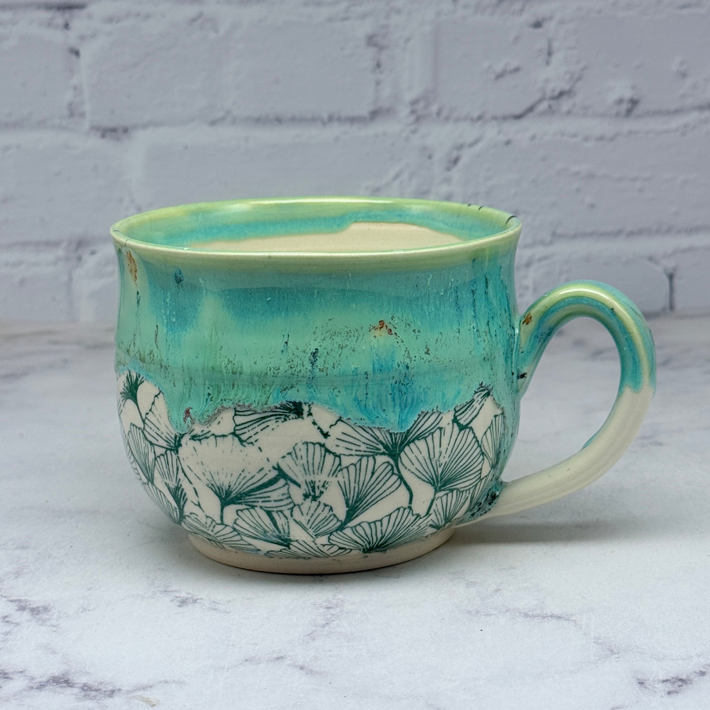 Green with Gingko Cafe Mug 2