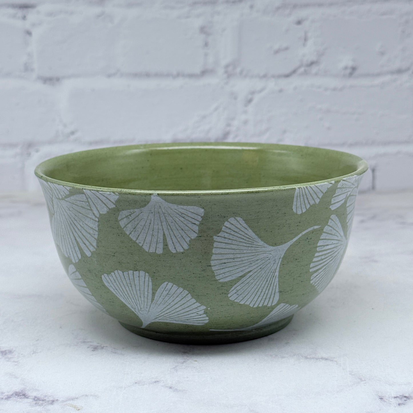 Green with White Gingko Medium Bowl 1