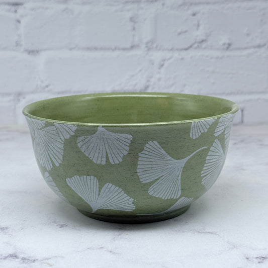 Green with White Gingko Medium Bowl 1
