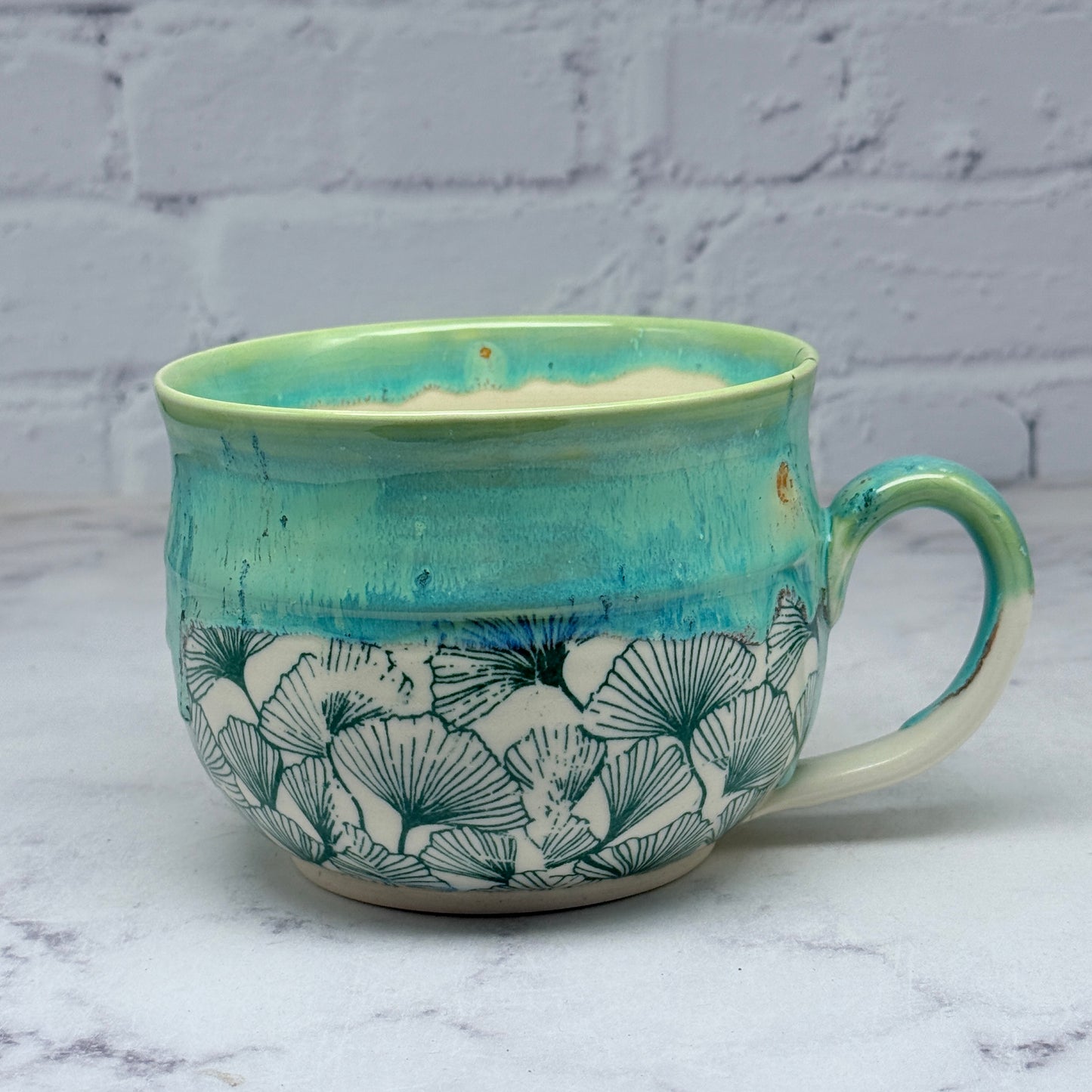 Green with Gingko Cafe Mug 1