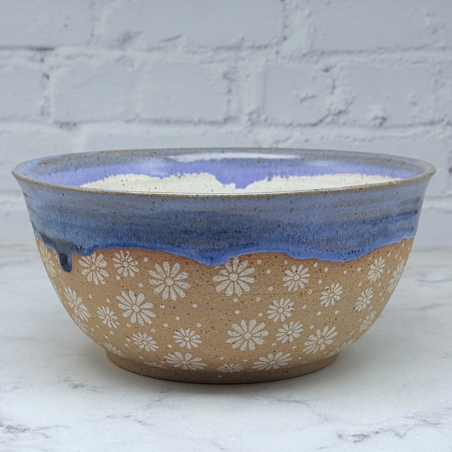Purple with White Daisies Large Bowl