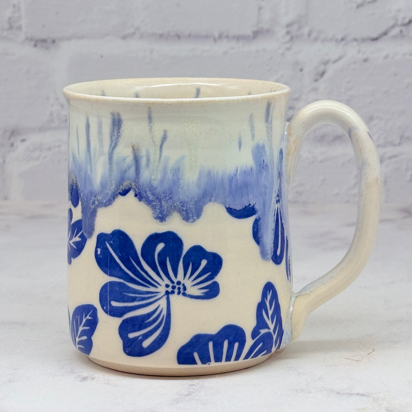Speckled Cream with Blue Flowers Mug 2
