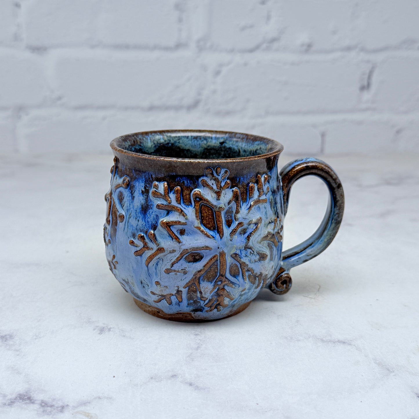 Blue with Raised Snowflakes Espresso Mug 3