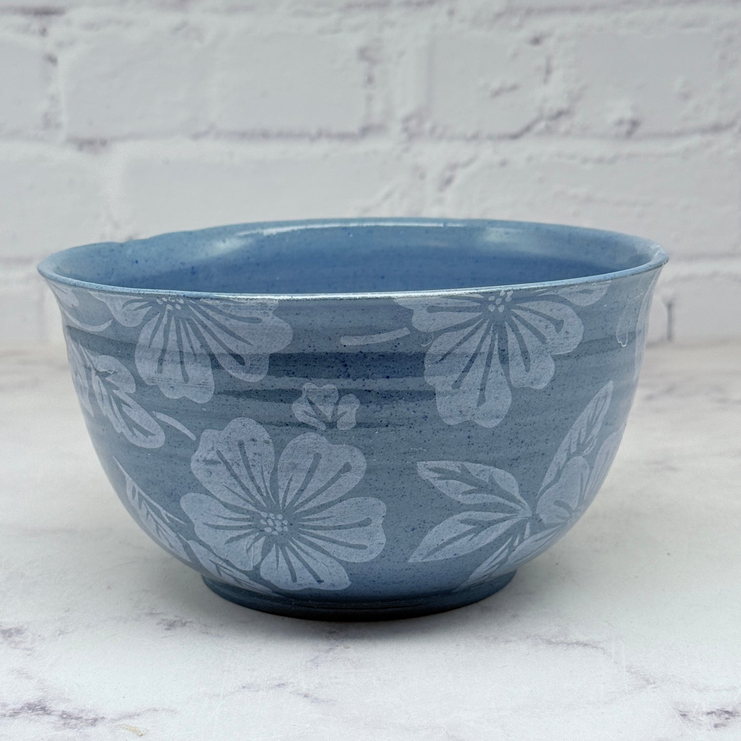 Blue with White Flowers Medium Bowl 1