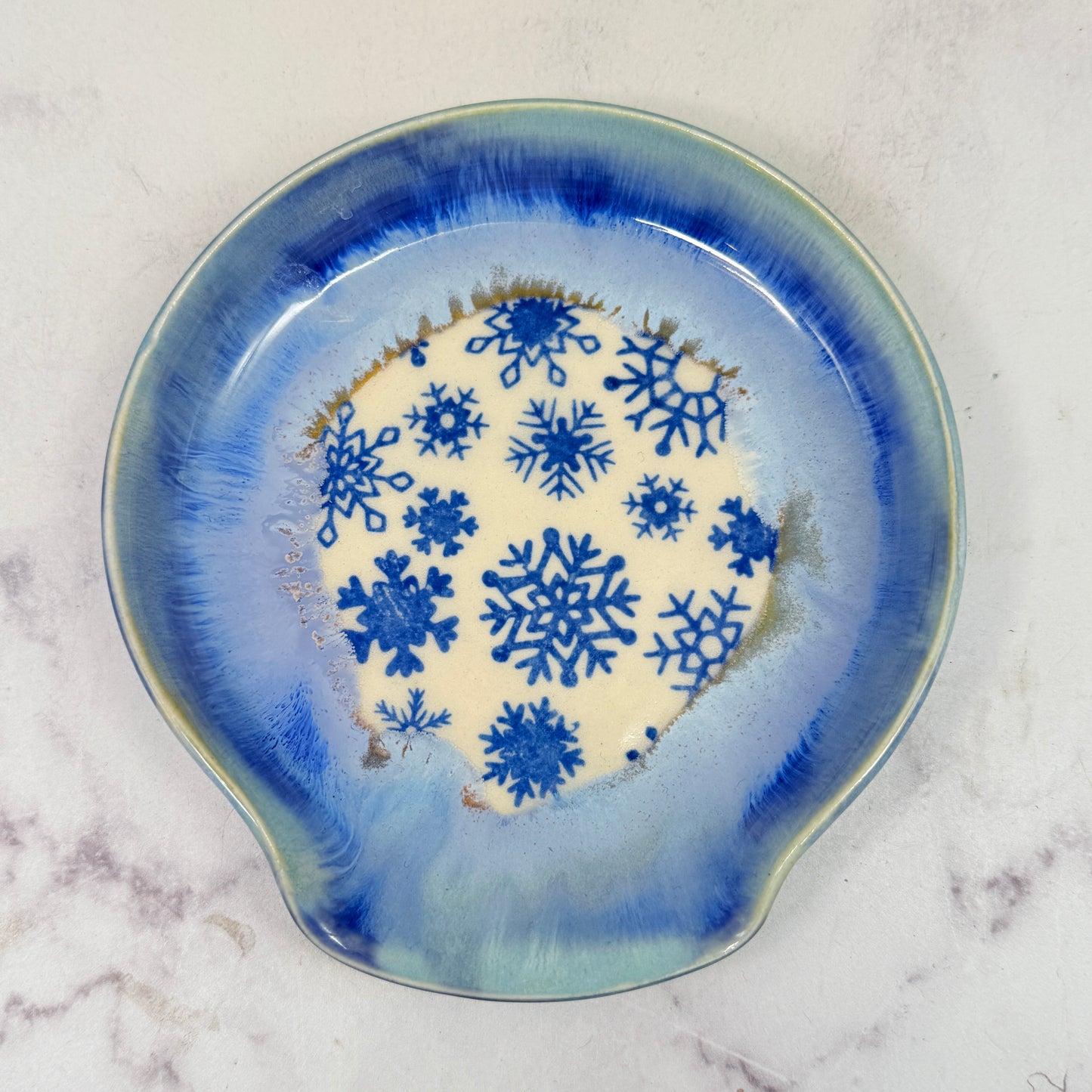 Blue with Snowflakes Spoon Rest 1