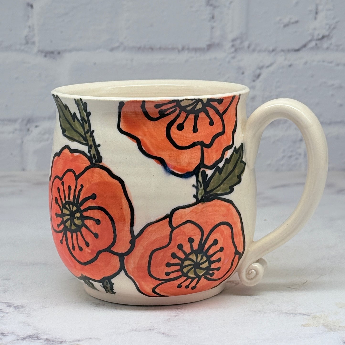 Orange Poppies Watercolor Mug 2