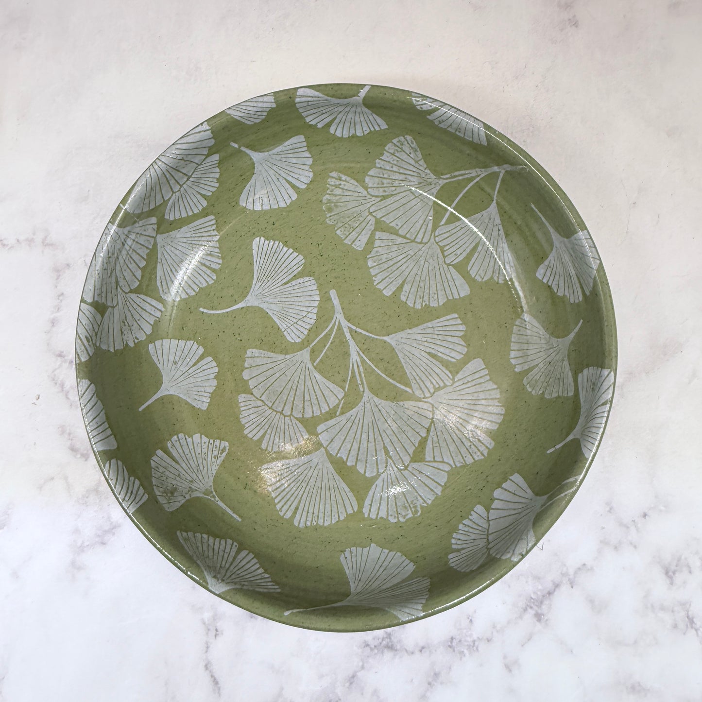 Green with White Gingko Low Bowl 1