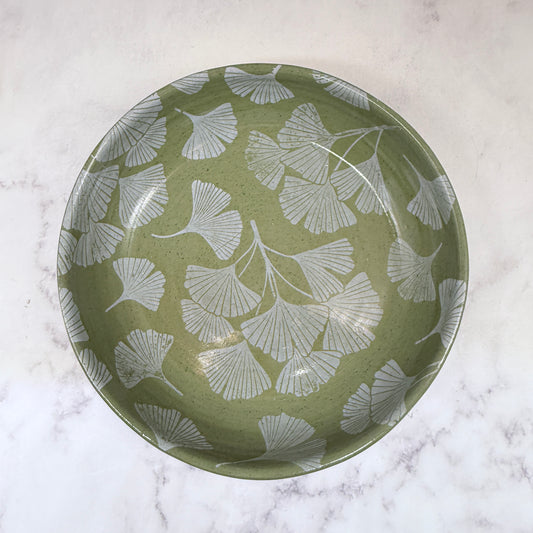 Green with White Gingko Low Bowl 1