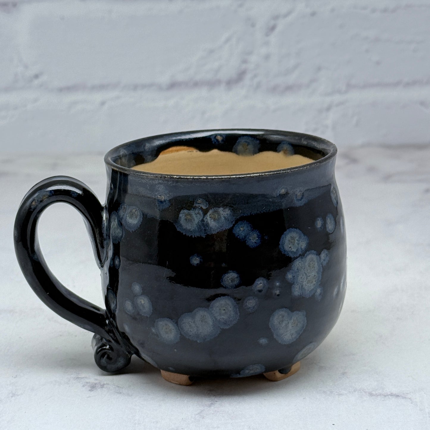Speckled Black Cauldron Teacup
