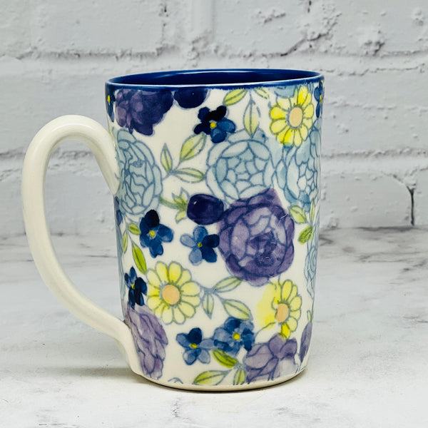 Blue Watercolor Floral Mug 1
