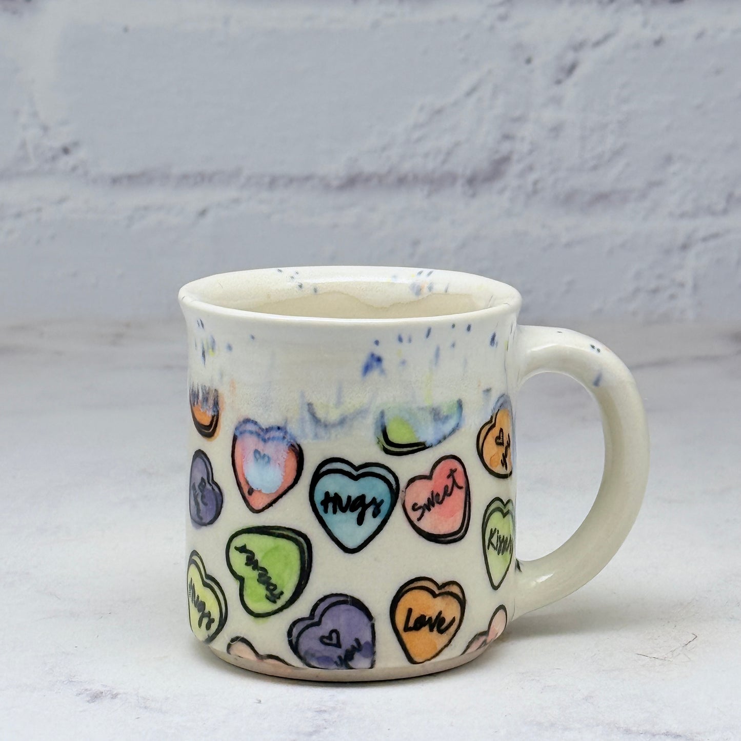 White with Conversation Hearts Espresso Mug 1