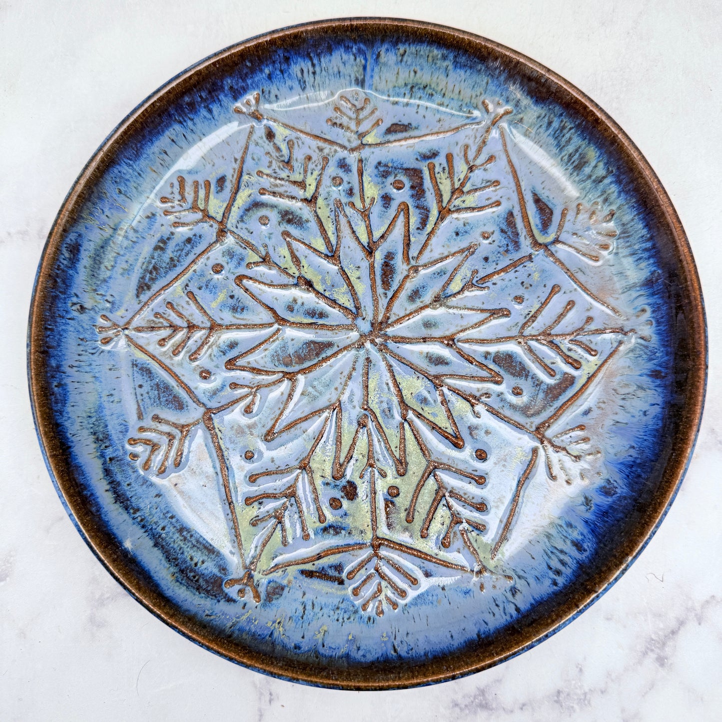 Blue with Raised Snowflakes Plate