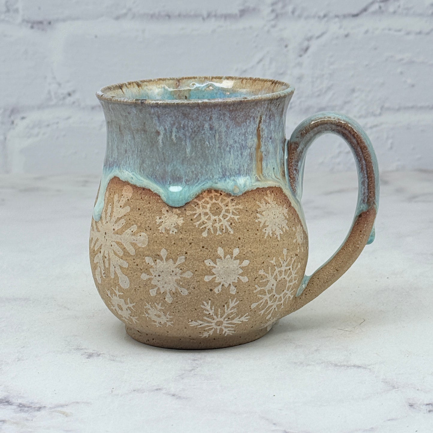 Light Blue with White Snowflakes Small Mug 1