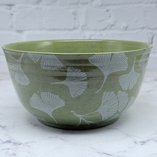 Green with White Ginkgo Large Bowl 2