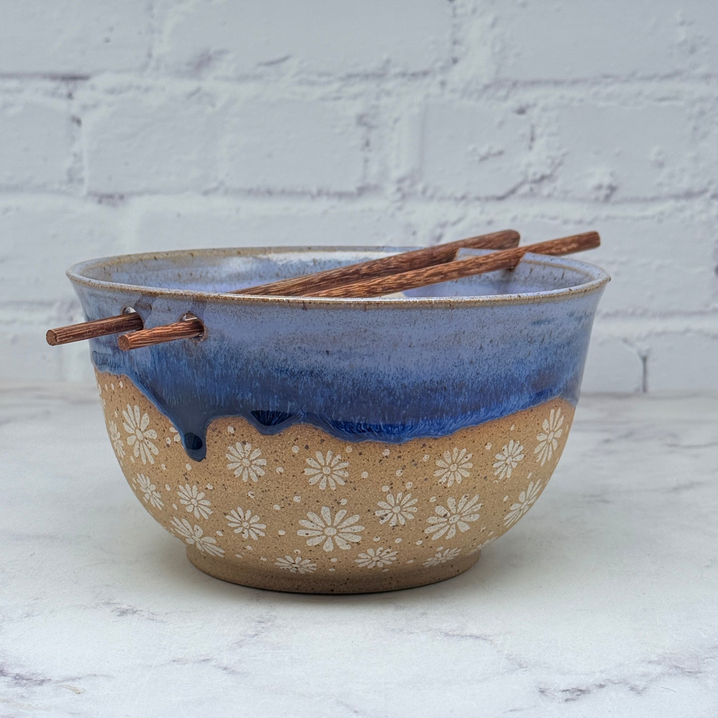Purple with White Daisies Chopstick Bowl