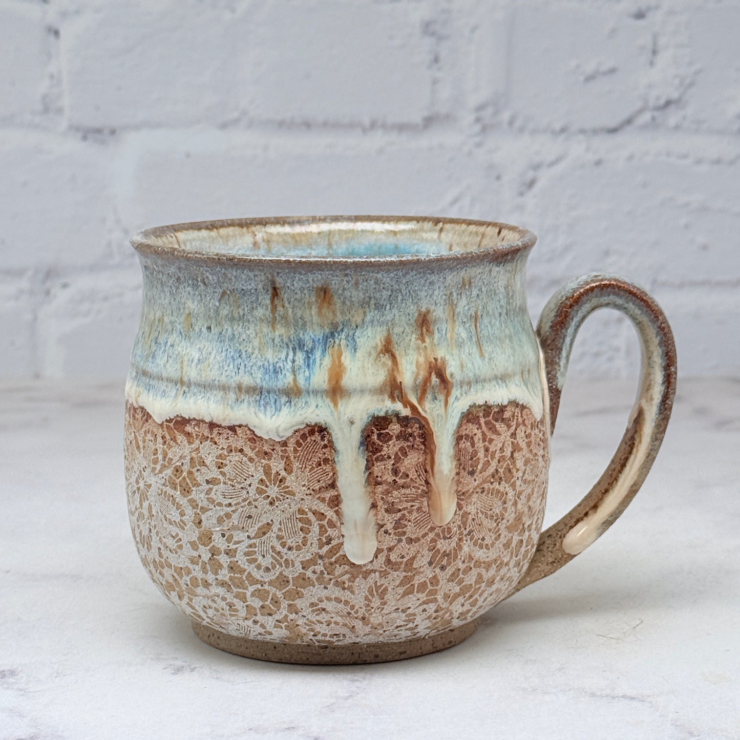 Blue with White Lace Mug 2