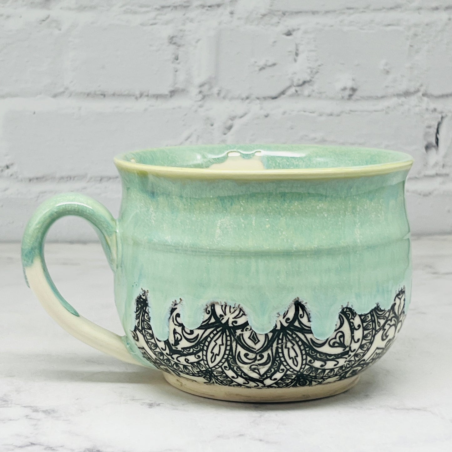 Green with Mandala Cafe Mug 2