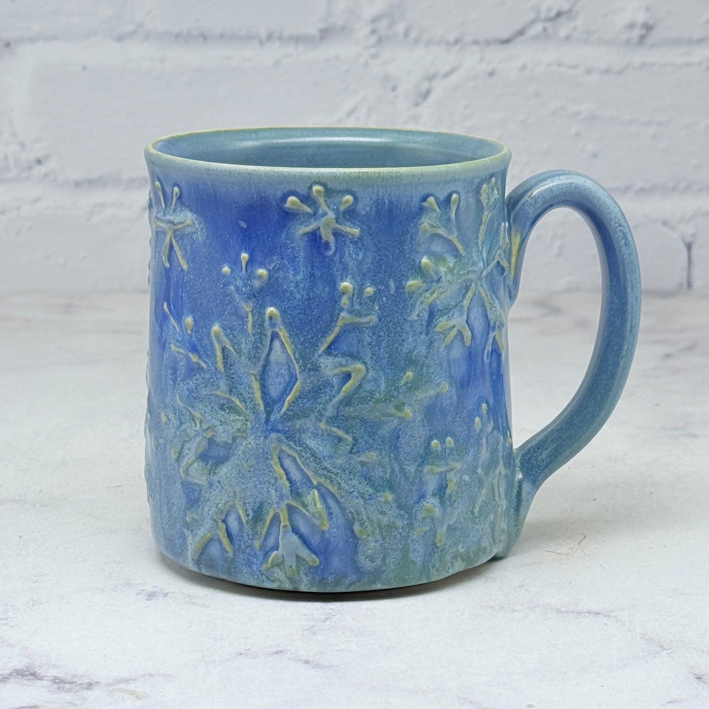 Light Blue with Raised Snowflakes Mug 2