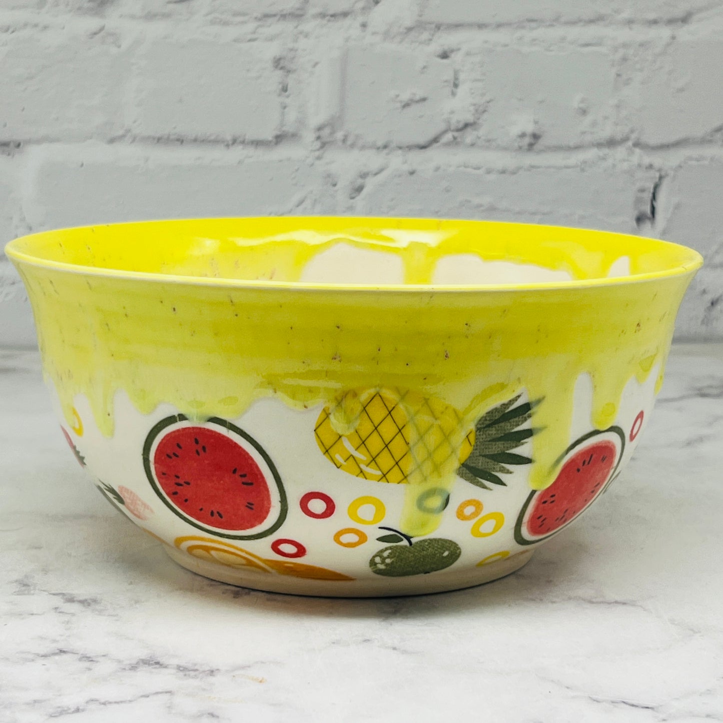 Yellow with Fruit Large Bowl