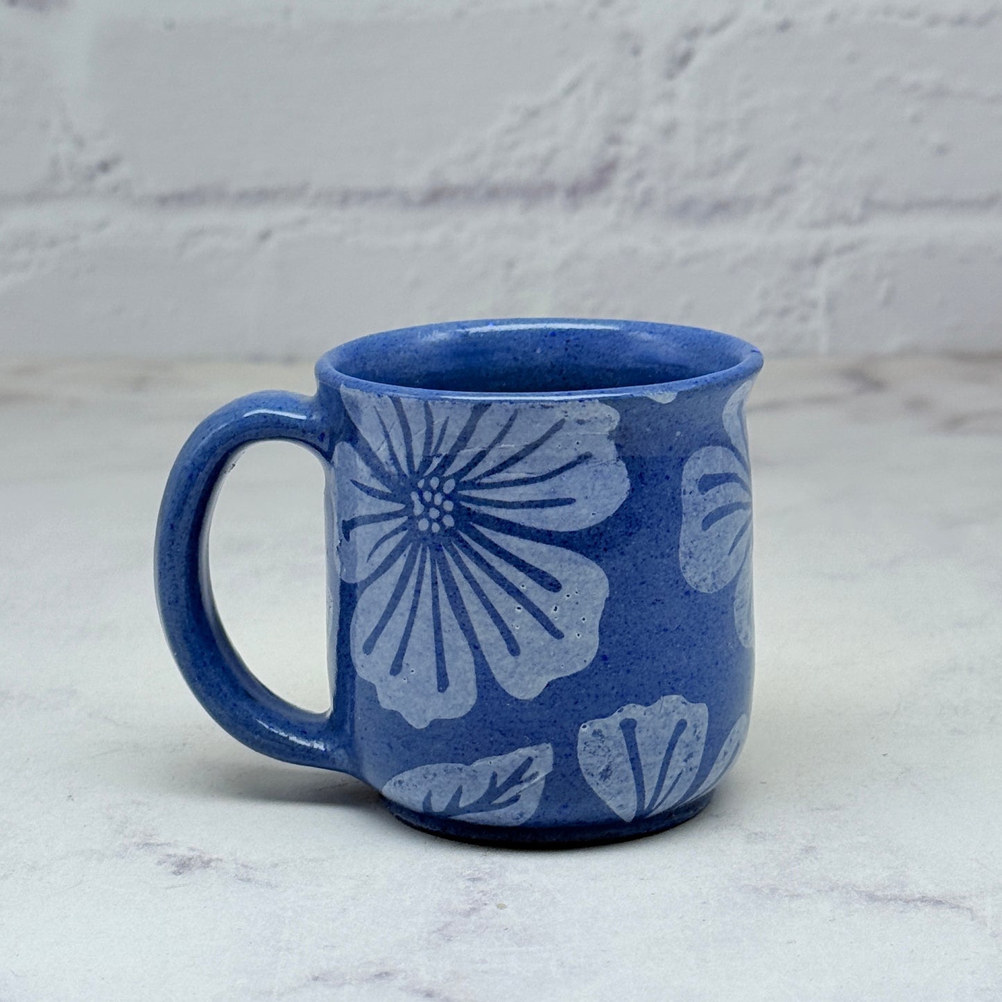 Blue with White Flowers Espresso Mug 4