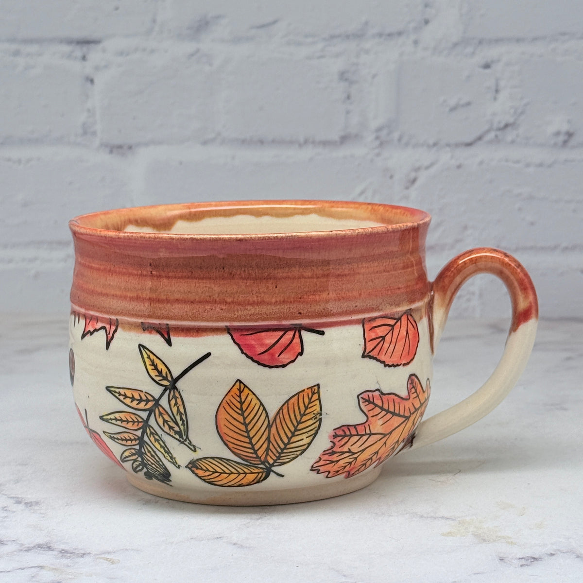 Orange with Leaves Cafe Mug 3