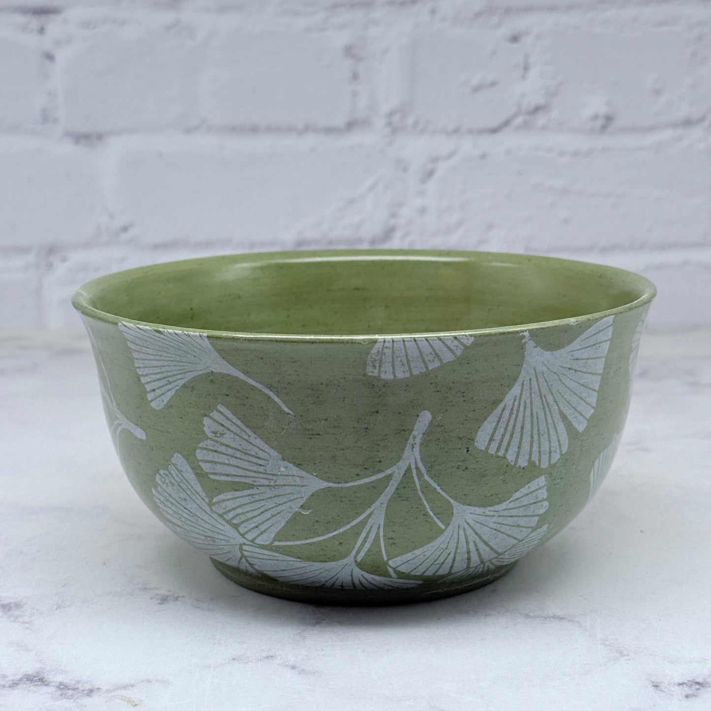 Green with White Gingko Medium Bowl 1
