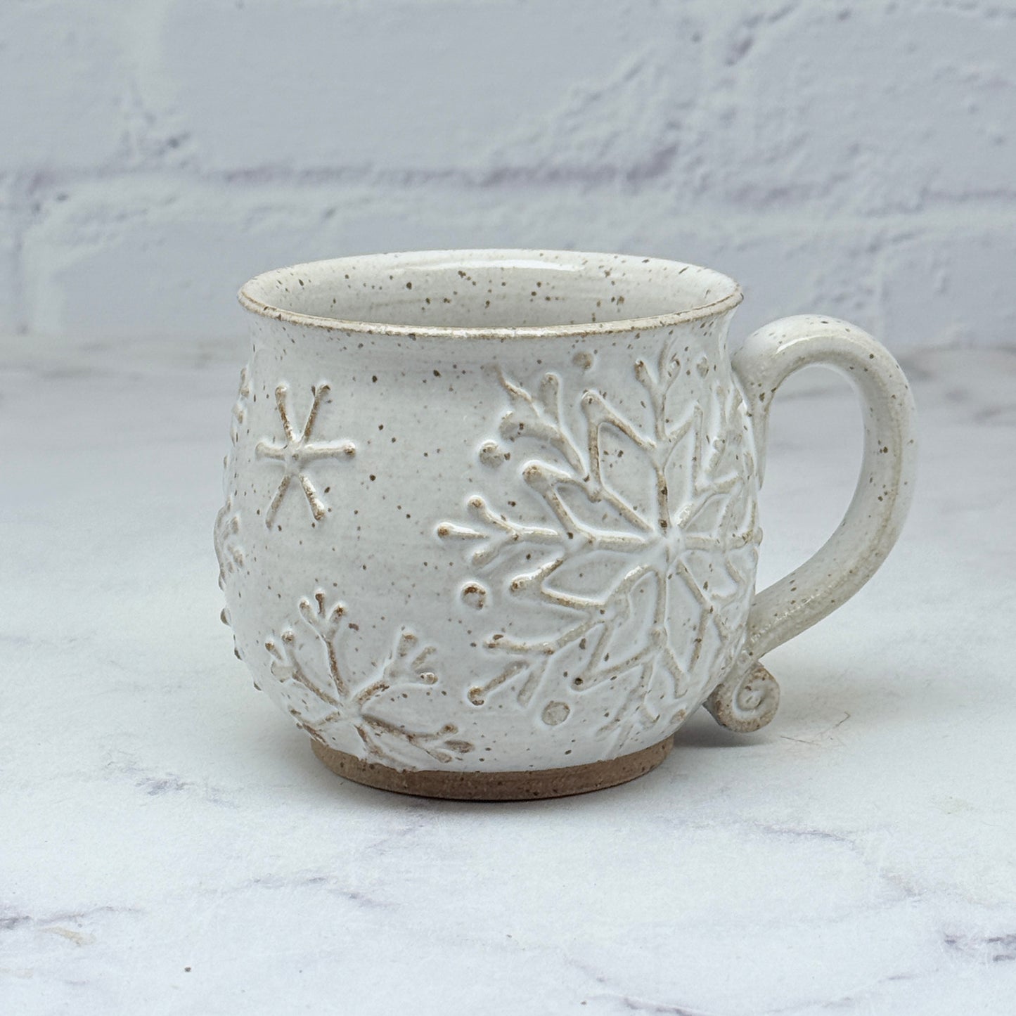 White with Raised Snowflakes Espresso Mug 7