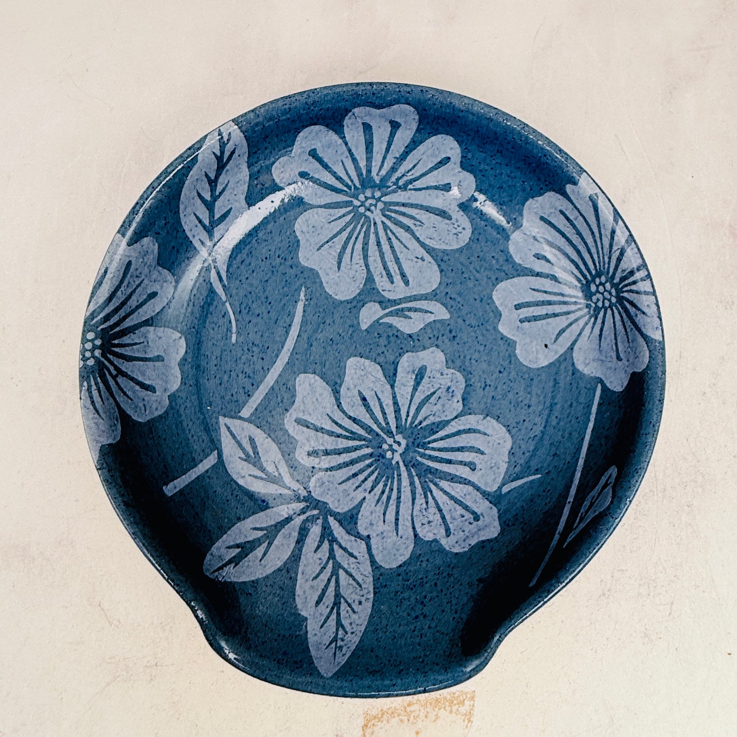 Blue with White Flowers Spoon Rest 1