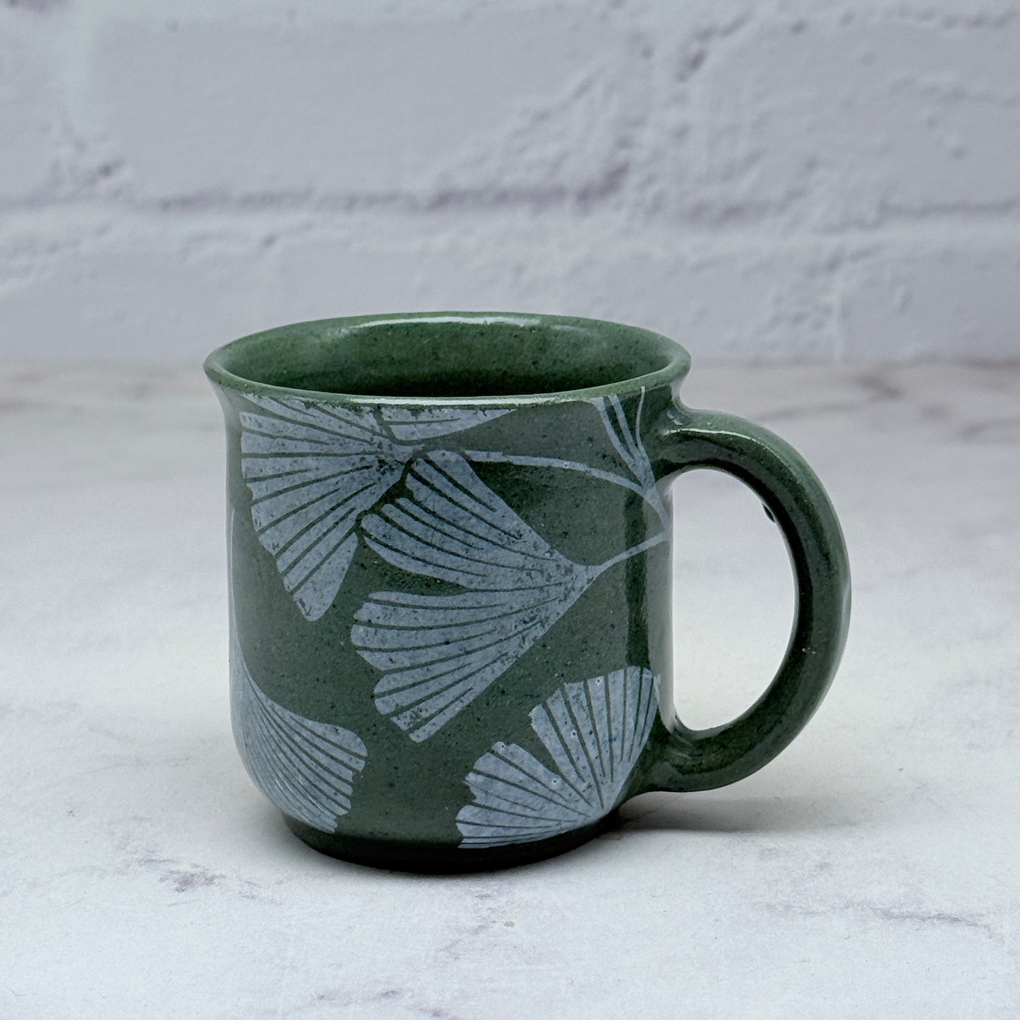 Dark Green with White Gingko Espresso Mug 2