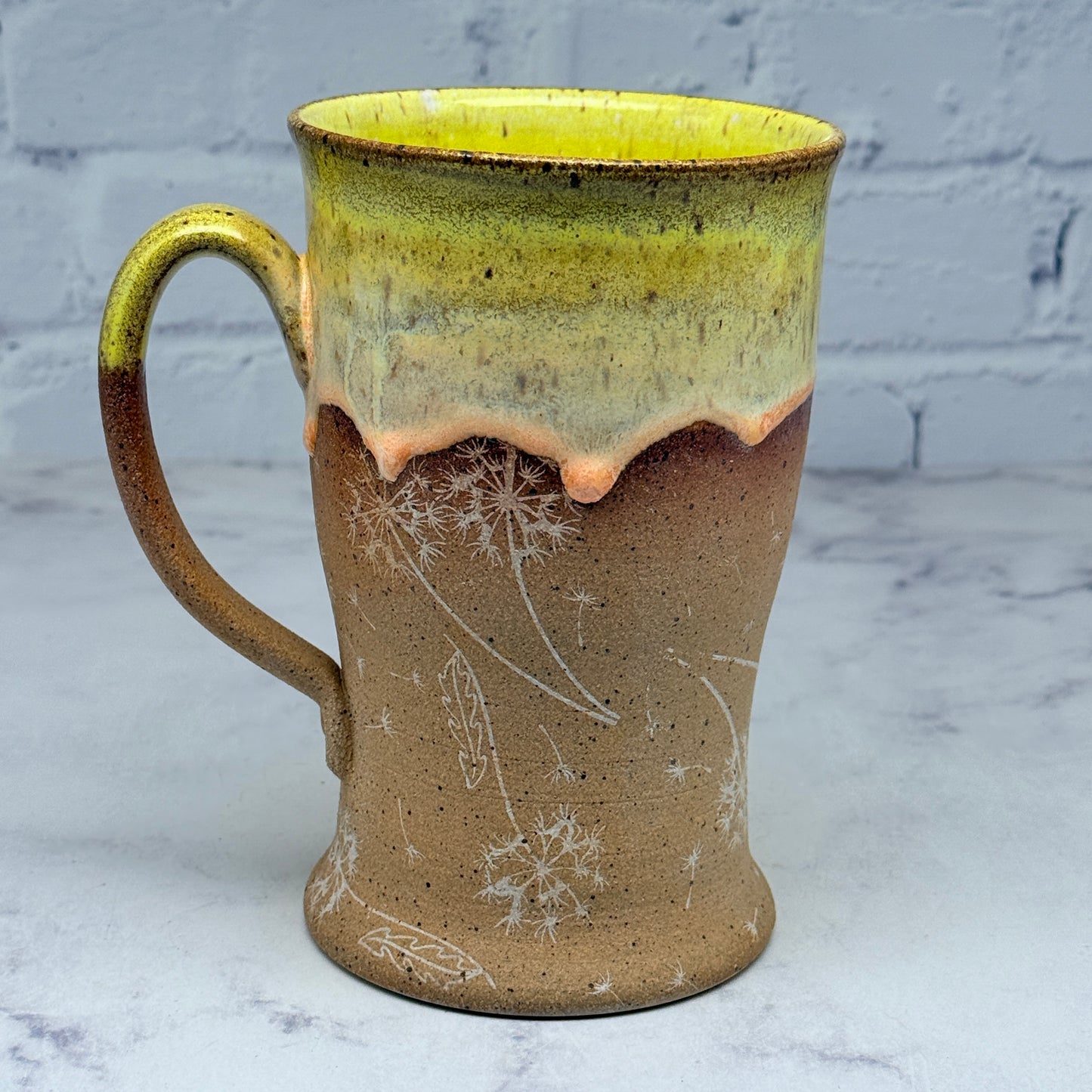 Yellow with White Dandelions Tall Mug