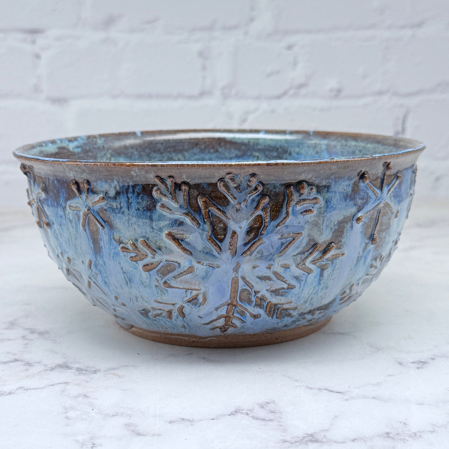 Blue with Raised Snowflakes Large Bowl