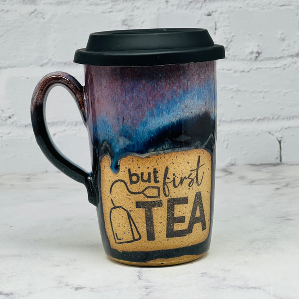 Black ‘But First Tea’ Travel Mug