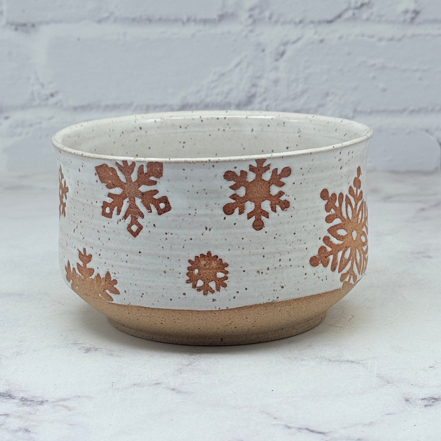 Speckled White with Snowflakes Small Bowl 3